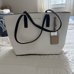 Marc Jacobs White Tote with Black Accents